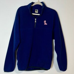 Russell Athletic Ole Miss Quarter Zip Polar Fleece Pullover Navy Blue Men’s M